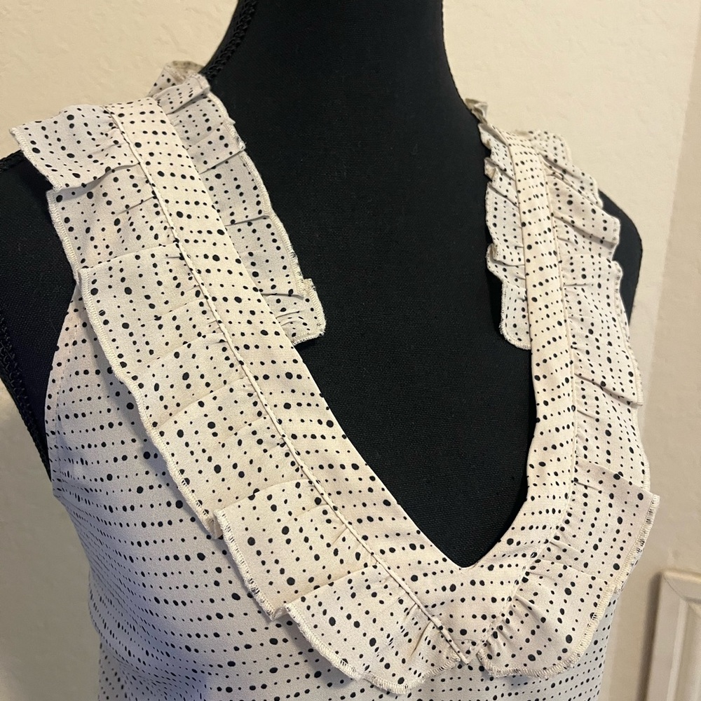 CAbi Cream Ruffled Bib Collar Blouse